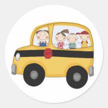 Autobus scolaire avec le T-shirts et les cadeaux d Adhésifs