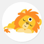 Autocollant attentif mignon de lion de bande dessi autocollants