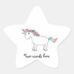 Autocollant blanc mignon de licorne d'arc-en-ciel
