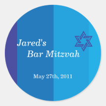 Autocollant bleu tonal de Mitzvah de barre