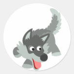 Autocollant curieux mignon de loup de bande dessin autocollants