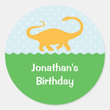 Autocollant d'anniversaire de dinosaure