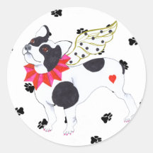 Autocollant de bouledogue français des anges de Gu