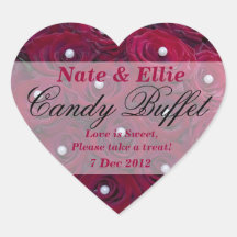 Autocollant de buffet de sucrerie de rose rouge et
