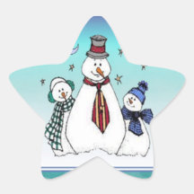 Autocollant de famille de bonhomme de neige de Noë