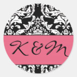 Autocollant de monogramme de damassé