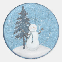 Autocollant de Noël de bonhomme de neige
