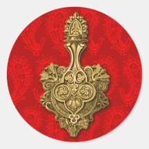 Autocollant de paons de Paisley/joint rouges d'env