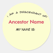 Autocollant - descendant de… (ancêtre)