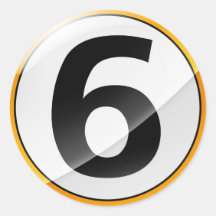 Autocollant d'or du numéro 6