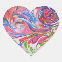Autocollant en forme de coeur tourbillonnant