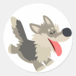Autocollant espiègle mignon de loup de bande dessi autocollants