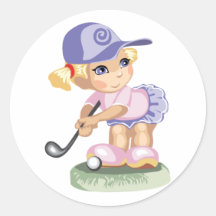 Autocollant jouant au golf de fille