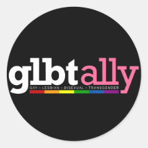 Autocollant noir rond d'allié de GLBT
