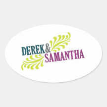 Autocollant ovale de logo de mariage