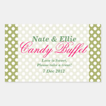 Autocollant pointillé vert et blanc de buffet de s
