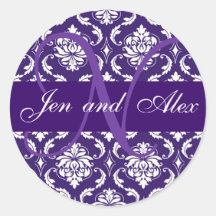 Autocollant pourpre de faveur du monogramme N mari