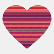 Autocollant rayé rouge de coeur de rayures