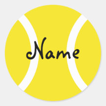 Autocollant rond de balle de tennis avec le texte 