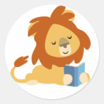 Autocollant rond de lion de bande dessinée de lect autocollants