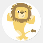 Autocollant rond de lion fort de bande dessinée autocollants