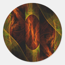 Autocollant rond mystique d'art abstrait de jungle