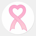 Autocollant rose de coeur de ruban