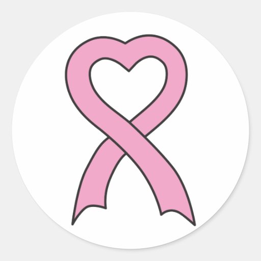 Autocollant rose de ruban de coeur