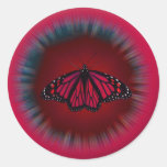 Autocollant rouge de mandala de papillon
