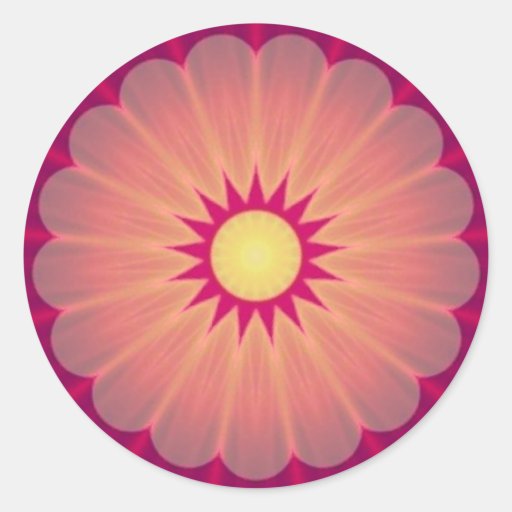 Autocollant rougeoyant de kaléidoscope de fleur