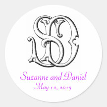 Autocollant vintage de mariage de monogramme de DS