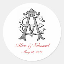 Autocollant vintage de mariage de monogramme des E