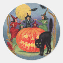 Autocollant vintage de sorcières de danse de Hallo