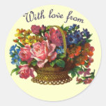Autocollants antiques de panier floral