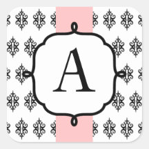 Autocollants blancs noirs de dentelle de monogramm