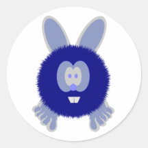 Autocollants bleus de copain de Pom Pom de lapin