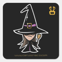 Autocollants de Halloween - sorcière mignonne de b
