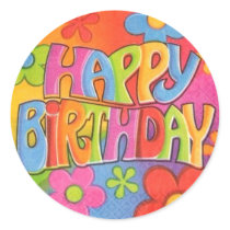 Autocollants de hippie de joyeux anniversaire