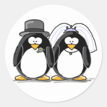 Autocollants de pingouin de jeunes mariés