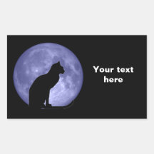 Autocollants de rectangle de lune bleue de chat no