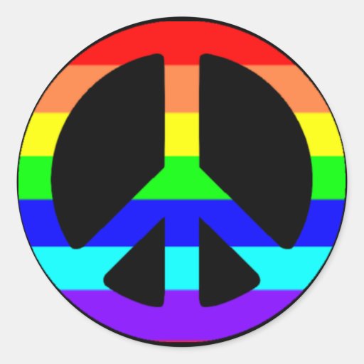 Autocollants de symbole de paix de gay pride (text
