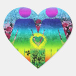 Autocollants grunges de coeur d'amour d'arc-en-cie