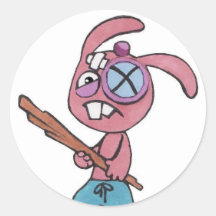 Autocollants ronds de combat du lapin 3inch (feuil