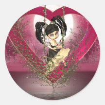 Autocollants Toon féminin mignon de Saint-Valentin