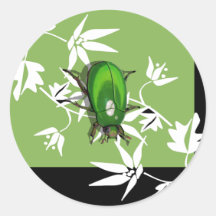 autocollants verts noirs de scarabée de scarabée d