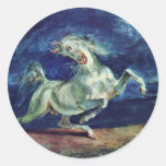 Avant la foudre cheval effrayé autocollant rond