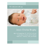 Avec le bleu/Aqua de joie • Faire-part de bébé Carte Postale