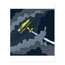 avion dans les nuages carte postale