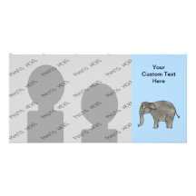 Aziatische Olifant, op lichtblauw. Foto Kaart