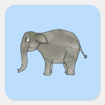 Aziatische Olifant, op lichtblauw. Vierkant Stickers